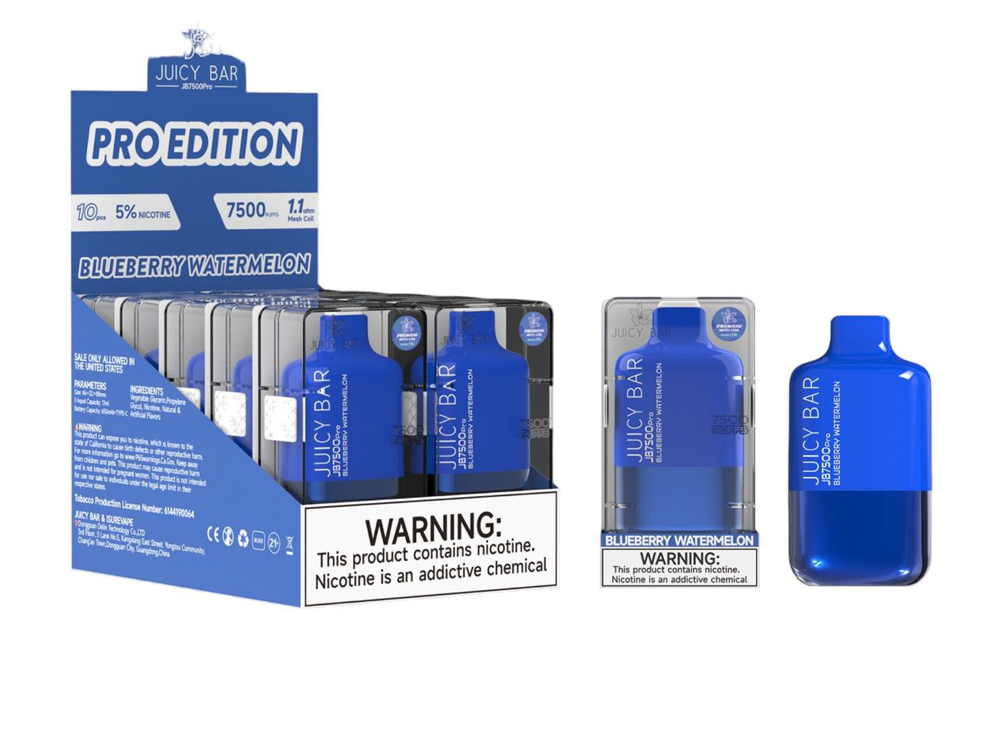 JUICY BAR 5 PRO EDITION DISPOSABLE DEVICE 7500 PUFFS 17ML 10CT