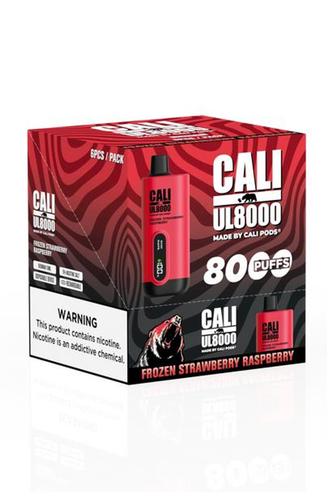 CALI UL8000 5% NIC RECHARGEABLE DISPOSABLE 18ML 8000 PUFFS - 6CT