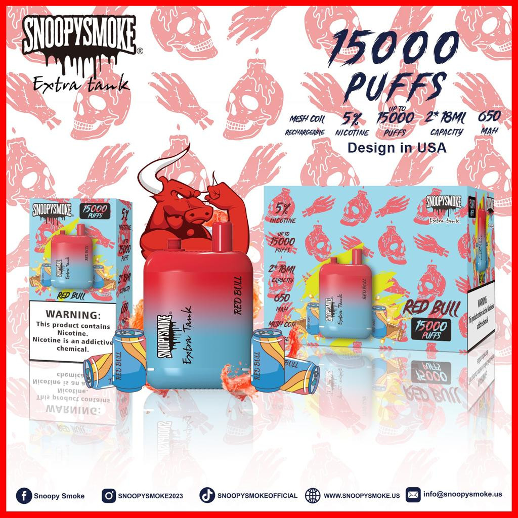 SNOOPYSMOKE EXTRA TANK RECHARGEABLE DISPOSABLE 15000 PUFFS