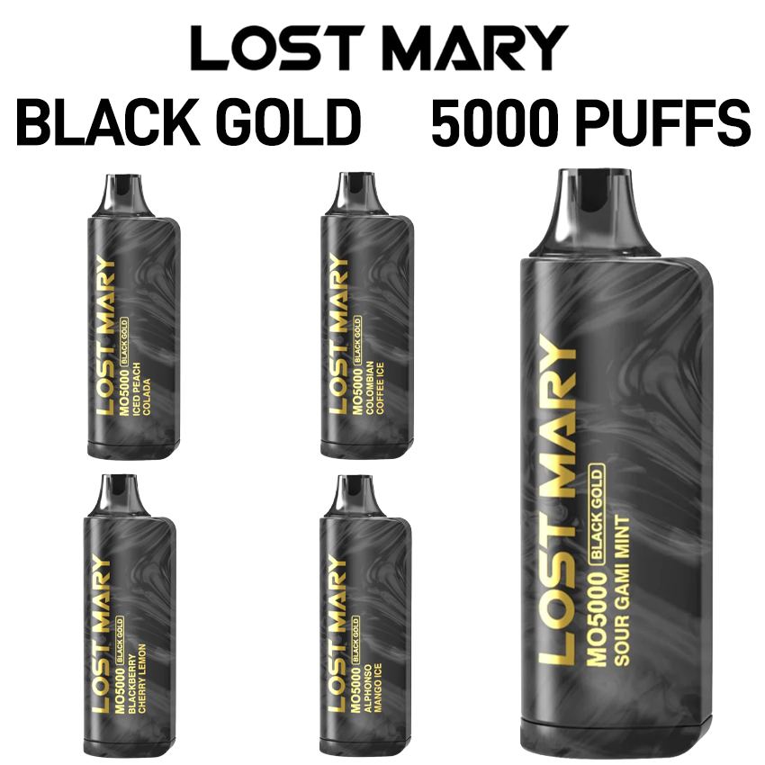 lost mary black mint flavor profile LOST MARY BLACK GOLD EDITION MO5000 DISPOSABLE VAPE 5000 PUFF