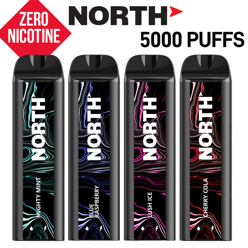 north zero nicotine 5000 puffs disposable vape NORTH (ZERO NICOTINE) RECHARGEABLE DISPOSABLE 10ML 5000 PUFFS