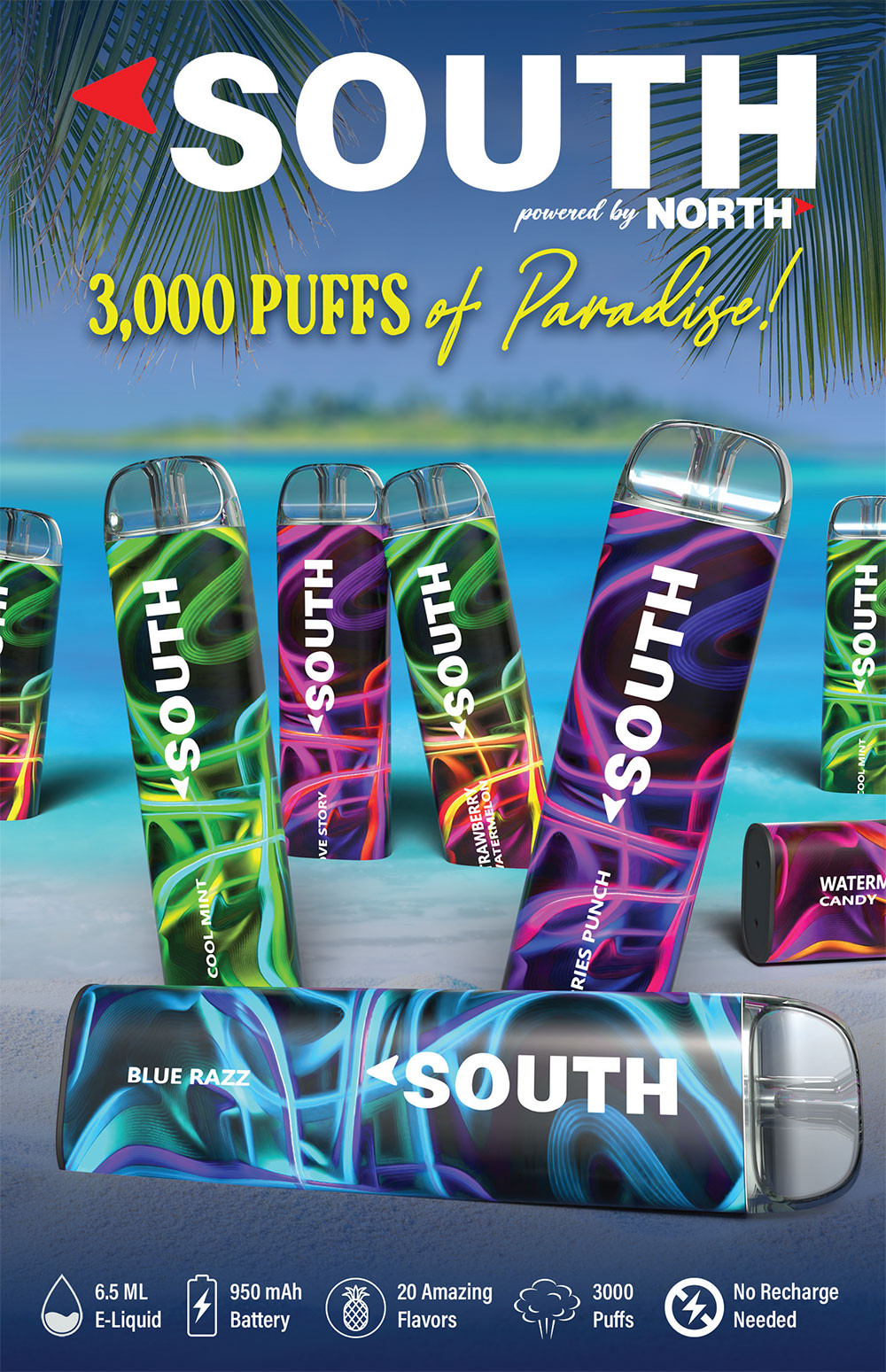 SOUTH PWD BY NORTH 6.5ML 3000 PUFFS DISPOSABLE VAPE