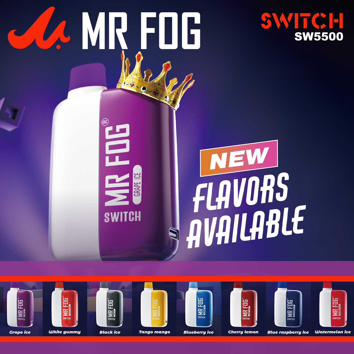 MR FOG SWITCH 15ML 5500 PUFFS RECHARGEABLE DISPOSABLE