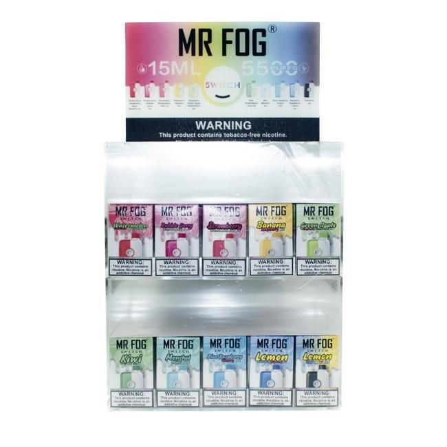 MR FOG SWITCH 15ML 5500 PUFFS RECHARGEABLE DISPOSABLE WITH MESH COIL - DISPLAY OF 100CT
