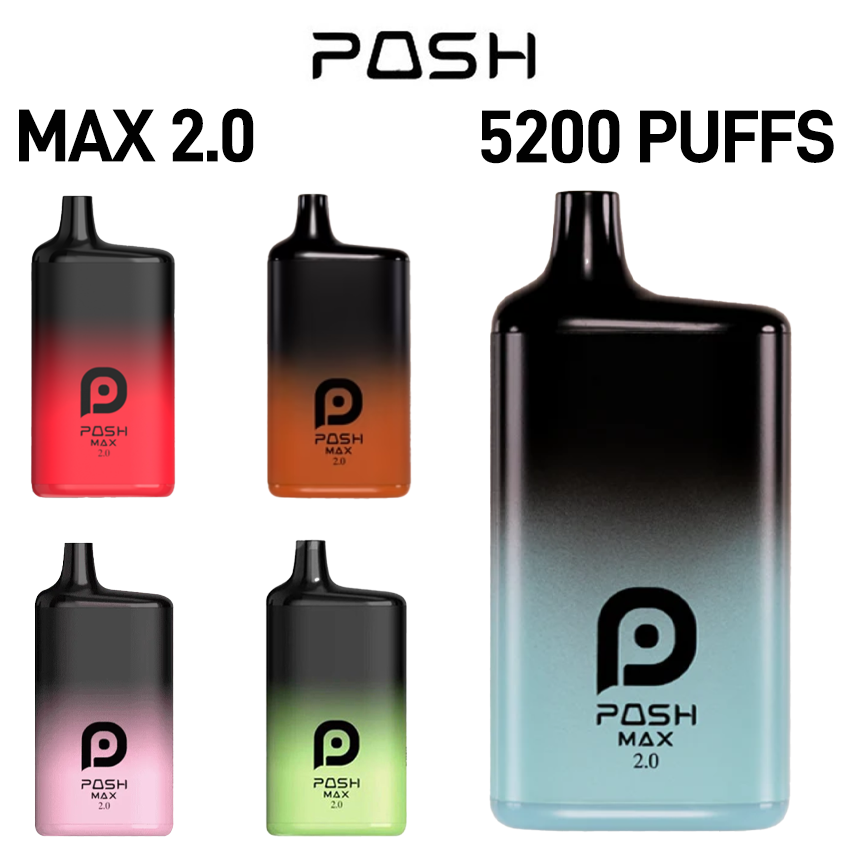 POSH MAX V2.0 5% NICSALT DISPOSABLE VAPE 5200 PUFFS 14ML - 5CT DISPLAY