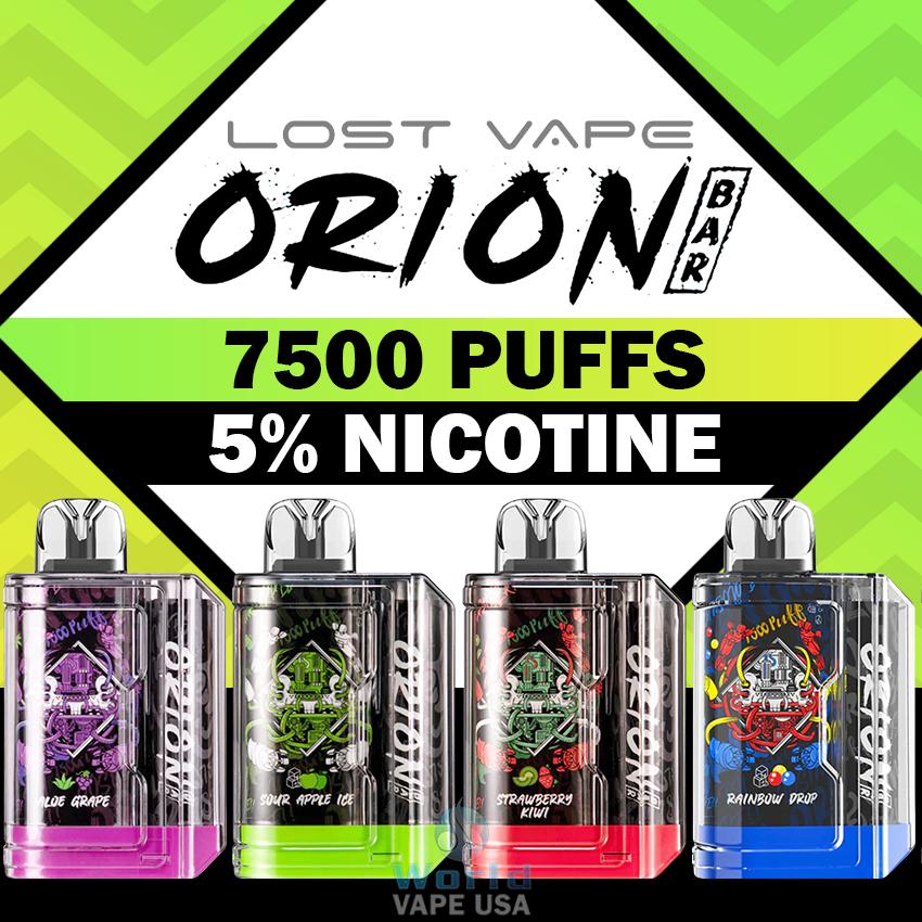  LOST VAPE ORION BAR 5% NIC RECHARGEABLE DISPOSABLE 7500 PUFFS 18ML - 10CT DISPLAY 