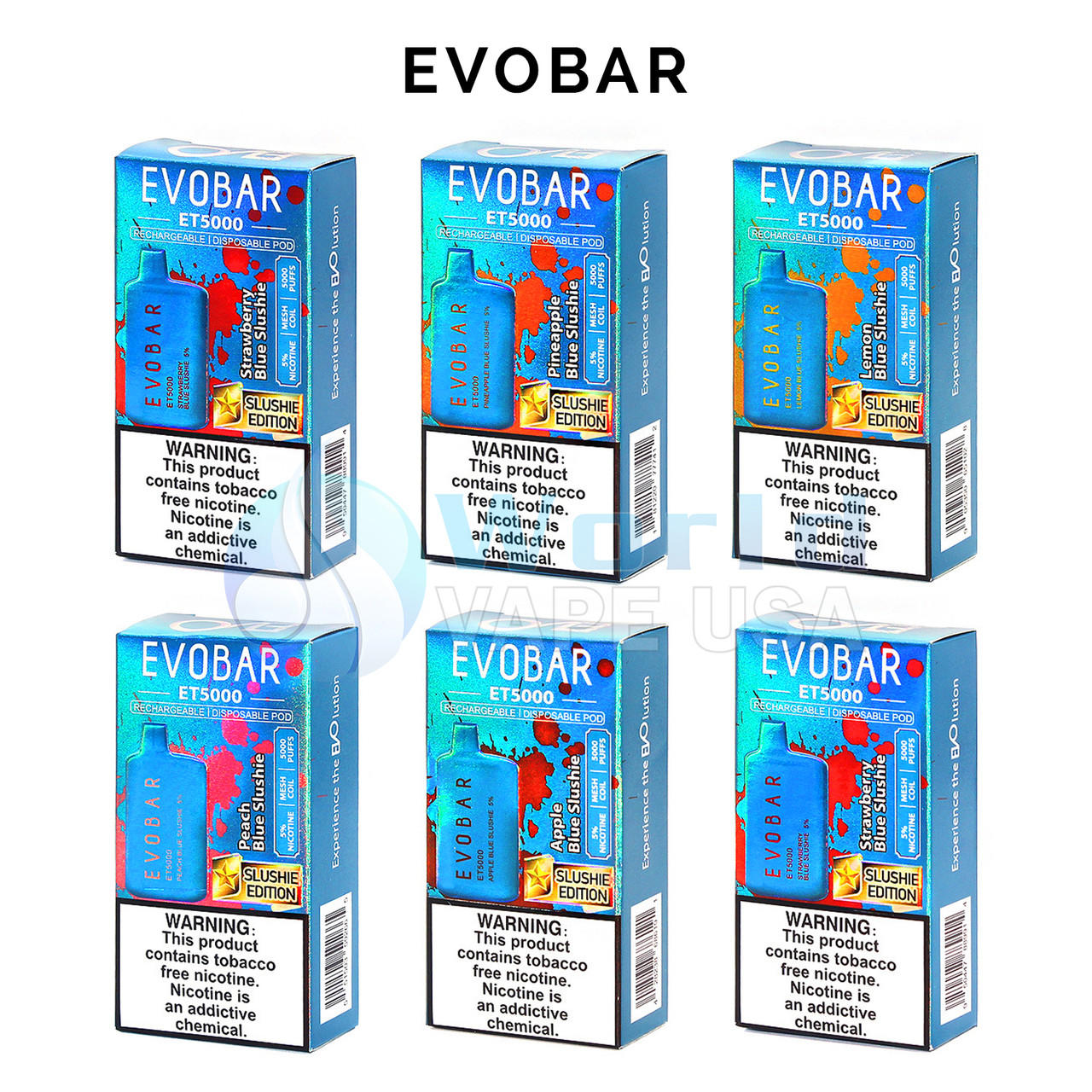  EVOBAR ET5000 5% NIC SLUSHIE EDITION DISPOSABLE 5000 PUFFS 13ML - 10CT DISPLAY 