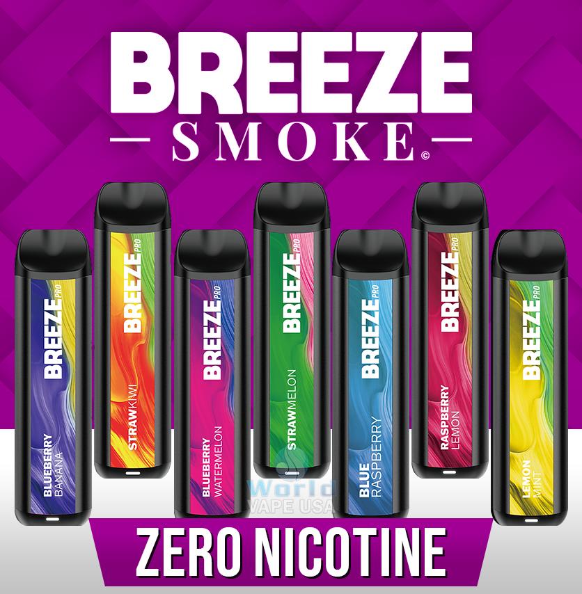 BREEZE SMOKE PRO ZERO NIC DISPOSABLE DEVICE 6ML (2000 PUFFS) - DISPLAY OF 10CT BREEZE SMOKE PRO ZERO NIC DISPOSABLE DEVICE 6ML (2000 PUFFS) - DISPLAY OF 10CT
