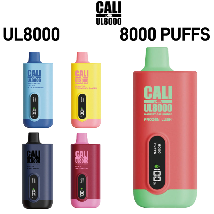 CALI UL8000 5% NIC RECHARGEABLE DISPOSABLE 18ML 8000 PUFFS - 6CT DISPLAY