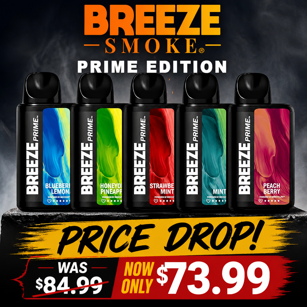 BREEZE SMOKE PRIME EDITION 5% DISPOSABLE VAPE 10ML 6000 PUFFS - 5CT DISPLAY