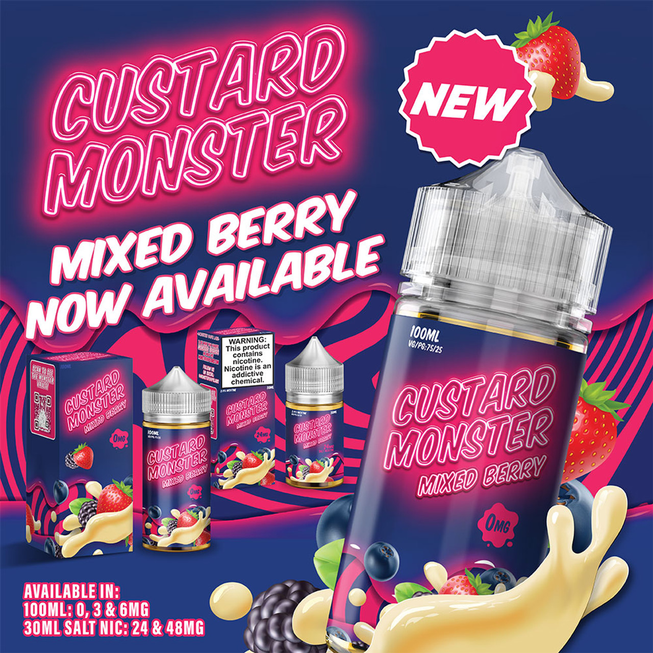 CUSTARD MONSTER SYNTHETIC NICOTINE E-LIQUID 100ML