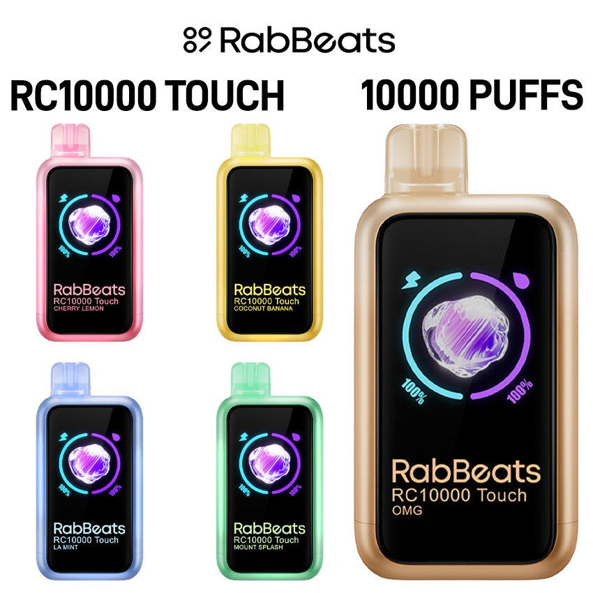 RAB BEATS RC10000 TOUCH 5% NICOTINE 14ML DISPOSABLE VAPE - DISPLAY OF 5