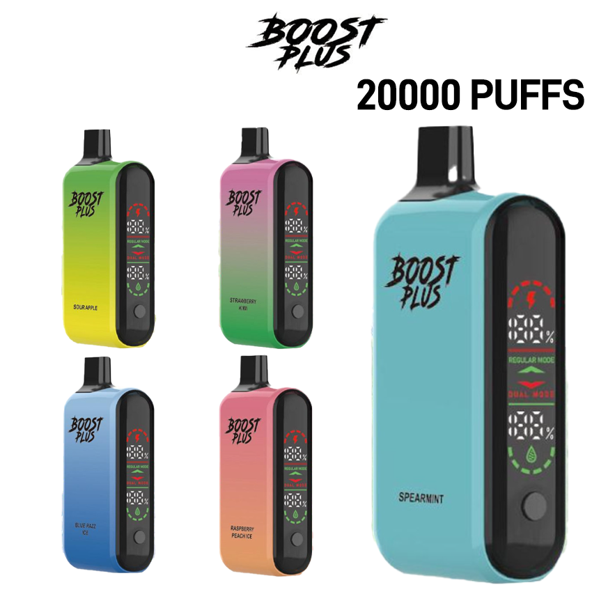 BOOST PLUS 5% NICOTINE 20,000 PUFFS DISPOSABLE VAPE 25ML - DISPLAY OF 5