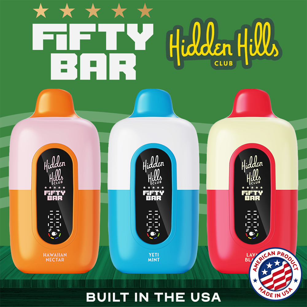 FIFTY BAR X HIDDEN HILLS 18ML 20,000 PUFFS DISPOSABLE VAPE - DISPLAY OF 5