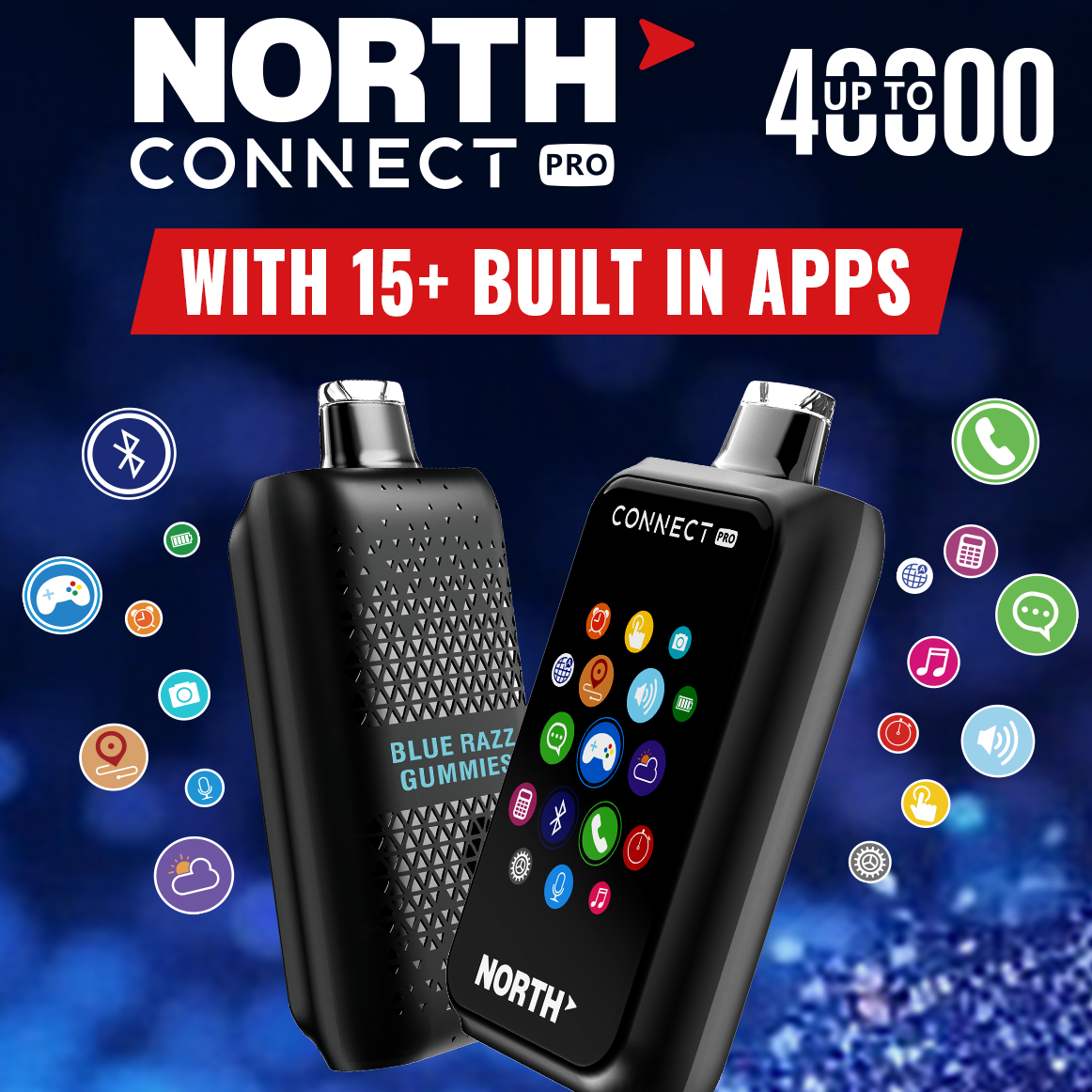 NORTH CONNECT 5% NIC 40,000 PUFFS DISPOSABLE VAPE - DISPLAY OF 5 NORTH CONNECT 5% NIC 40,000 PUFFS DISPOSABLE VAPE - DISPLAY OF 5