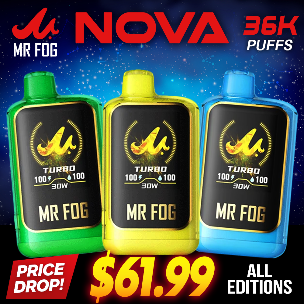 MR FOG NOVA 20ML 36,000 PUFFS DISPOSABLE VAPE Sour Lemon Blue Razz Ice