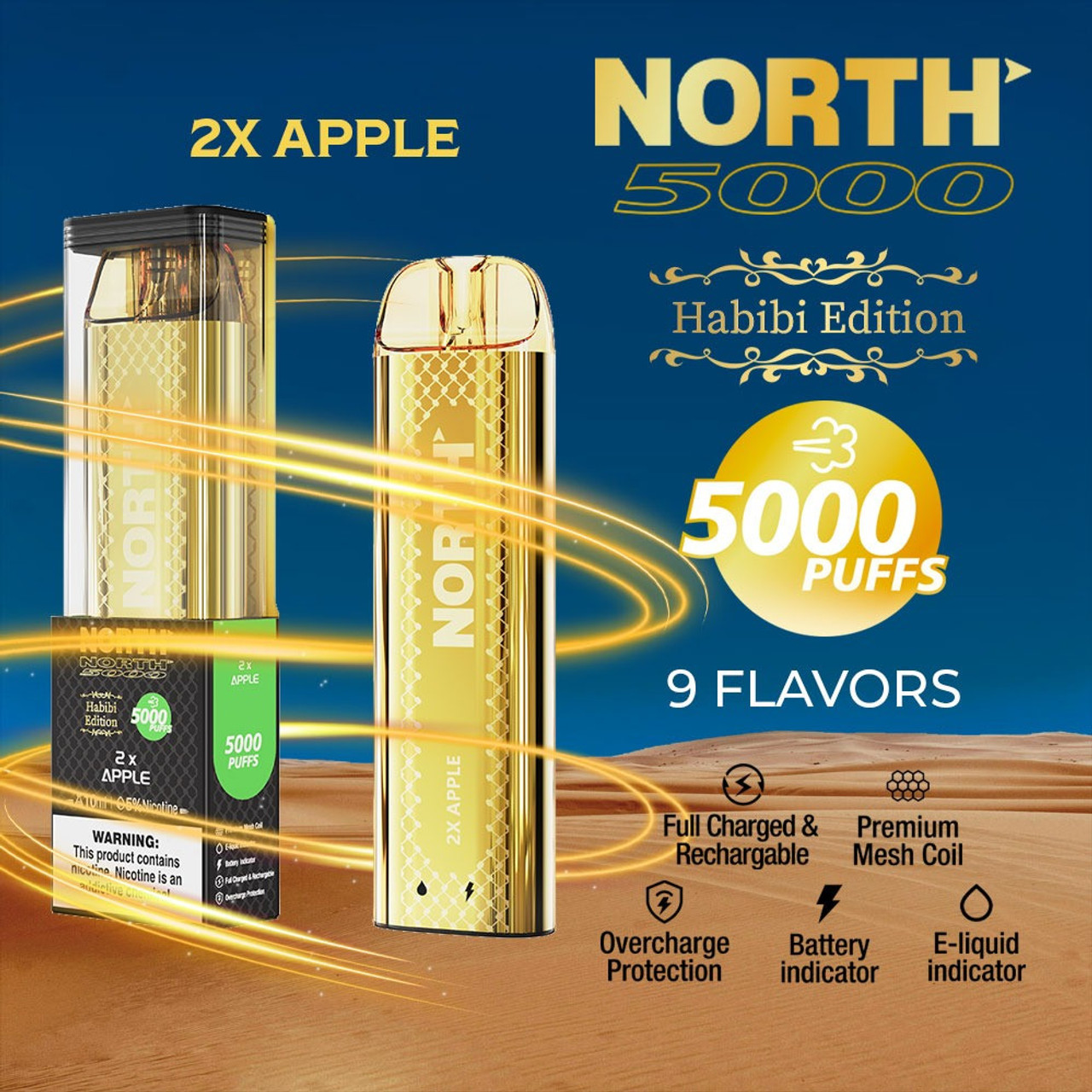 NORTH (HABIBI EDITION) 5000 PUFFS DISPOSABLE VAPE - DISPLAY OF 10