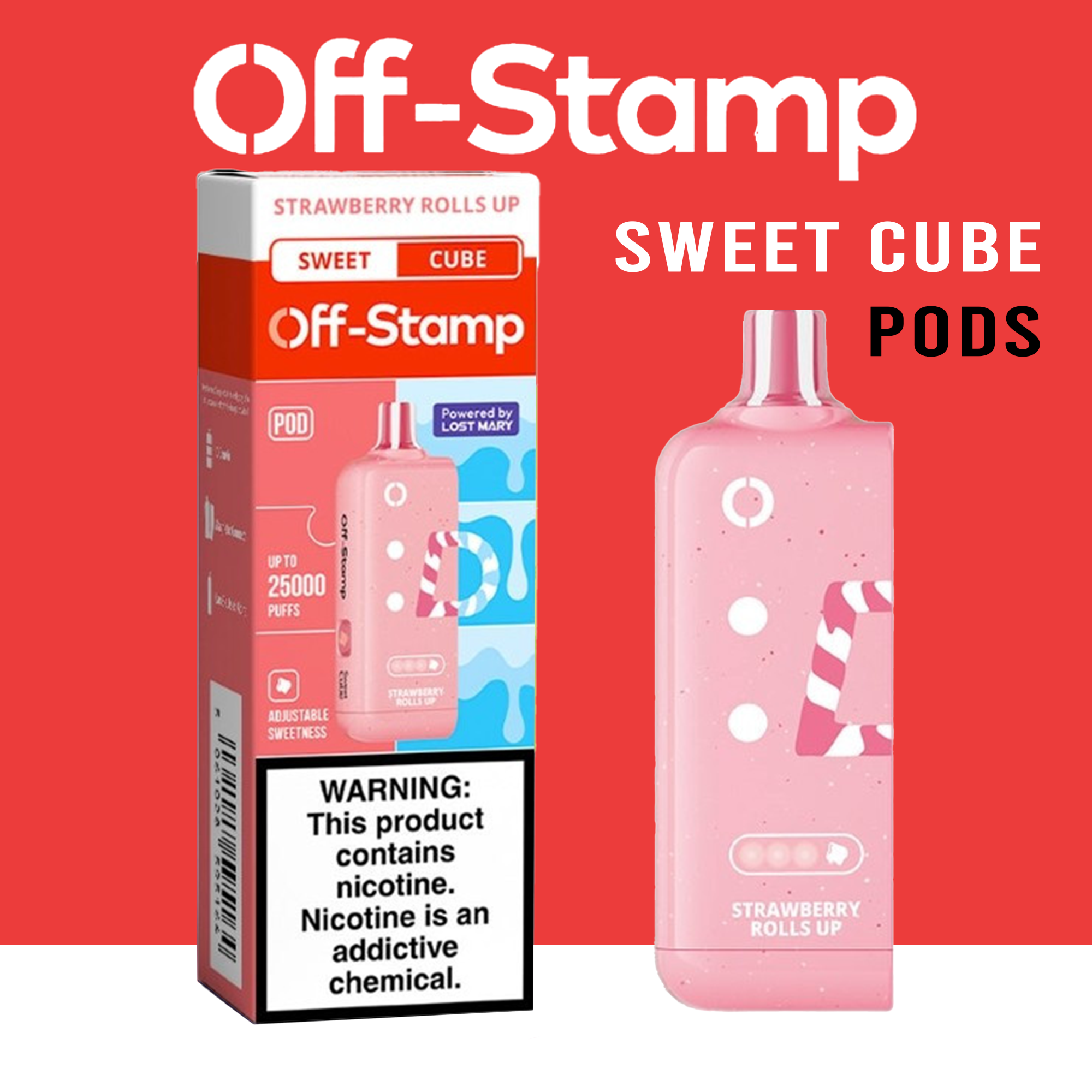 OFF STAMP SWEET CUBE 25,000 PUFFS 18ML DISPOSABLE POD - DISPLAY OF 5