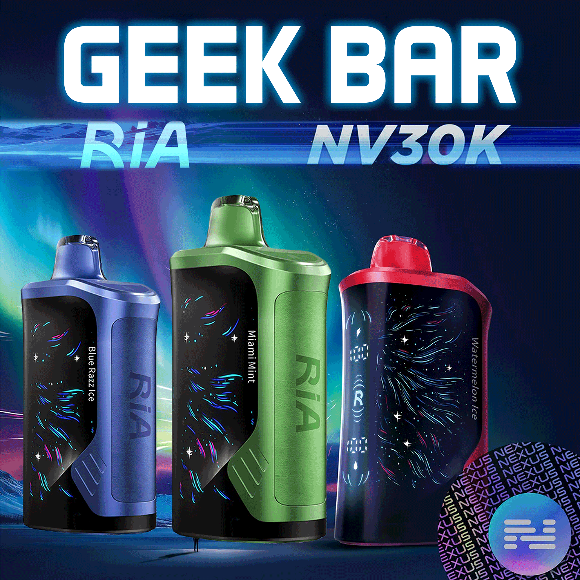 RIA POWERED BY GEEK BAR NV30K 30,000 PUFFS DISPOSABLE VAPE - DISPLAY OF 5