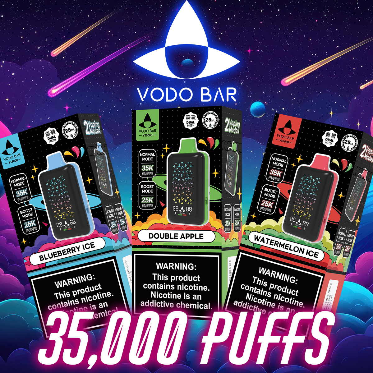 VODO BAR 35,000 PUFFS DISPOSABLE VAPE - DISPLAY OF 5