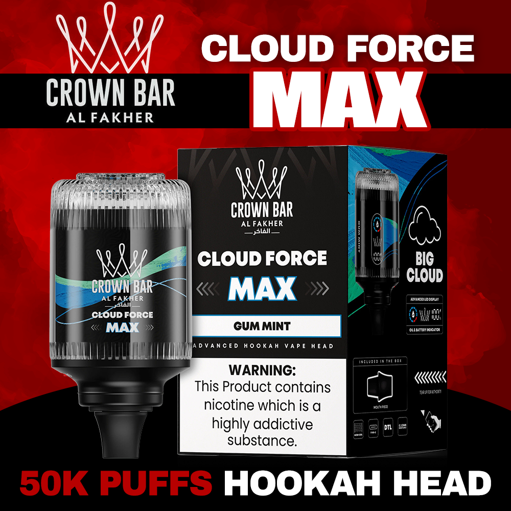 AL FAKHER CROWN BAR CLOUD FORCE MAX 50,000 PUFFS HOOKAH VAPE HEAD