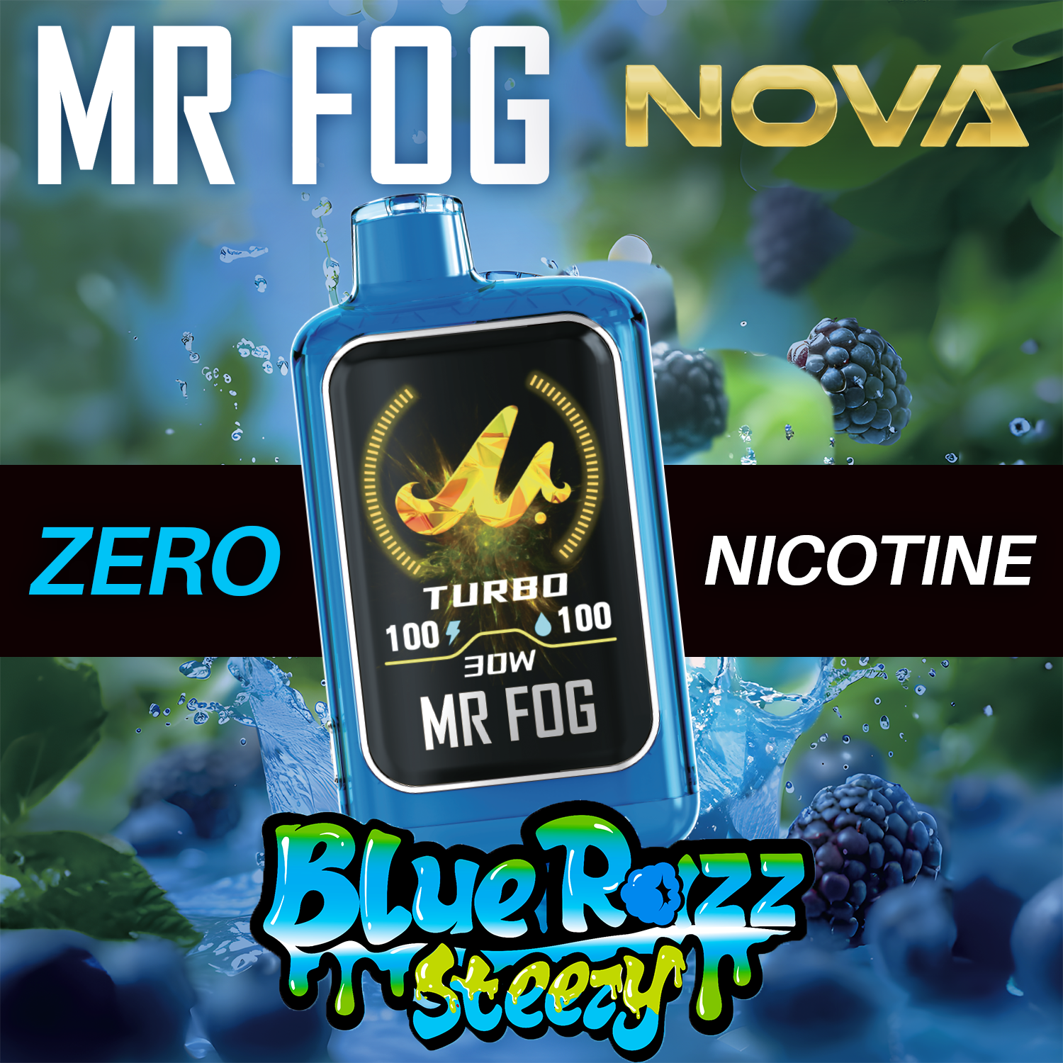 MR FOG NOVA BLUE RAZZ STEEZY SERIES (ZERO NICOTINE) 36,000 PUFFS DISPOSABLE VAPE - DISPLAY OF 5