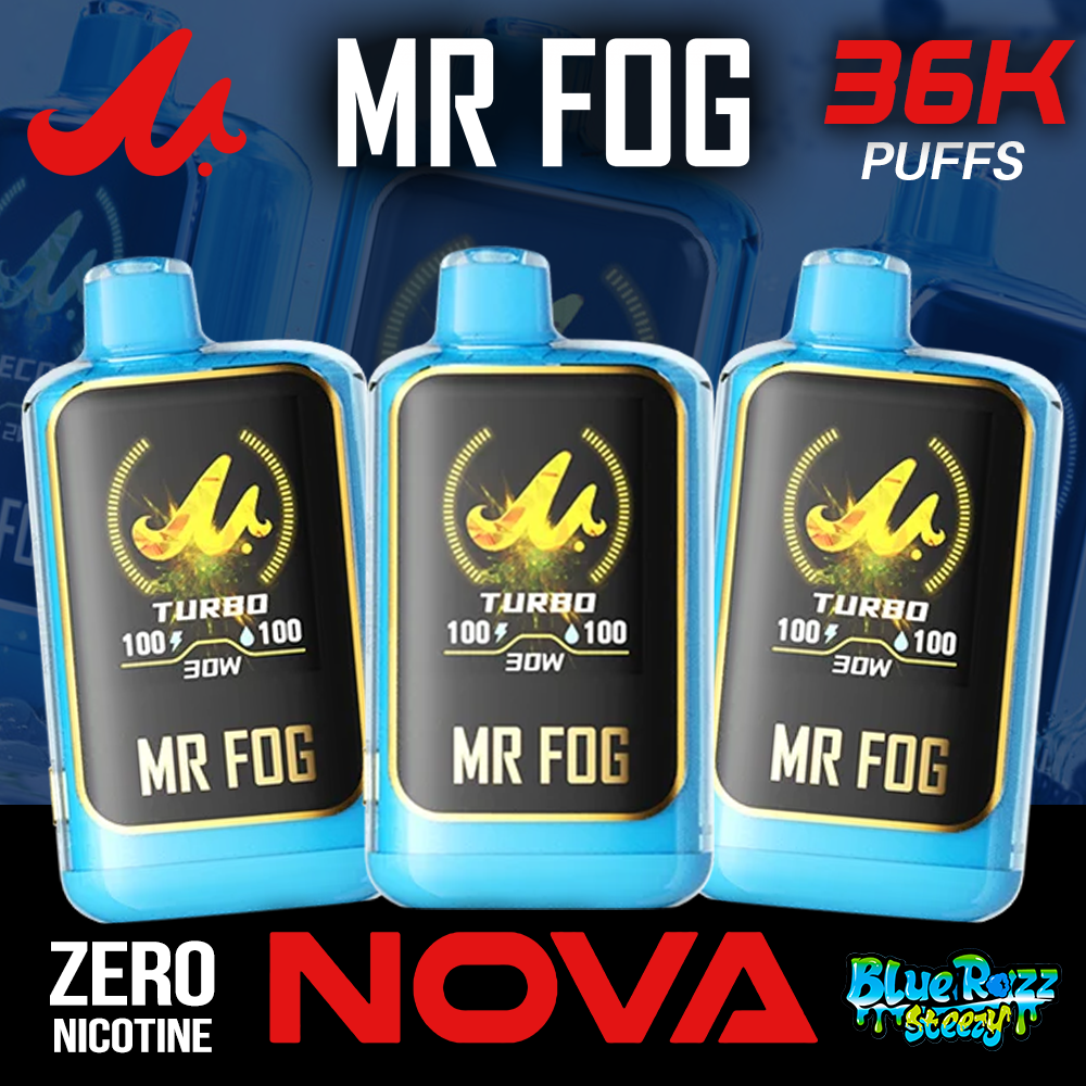 MR FOG NOVA BLUE RAZZ STEEZY SERIES (ZERO NICOTINE) 36,000 PUFFS DISPOSABLE VAPE - DISPLAY OF 5