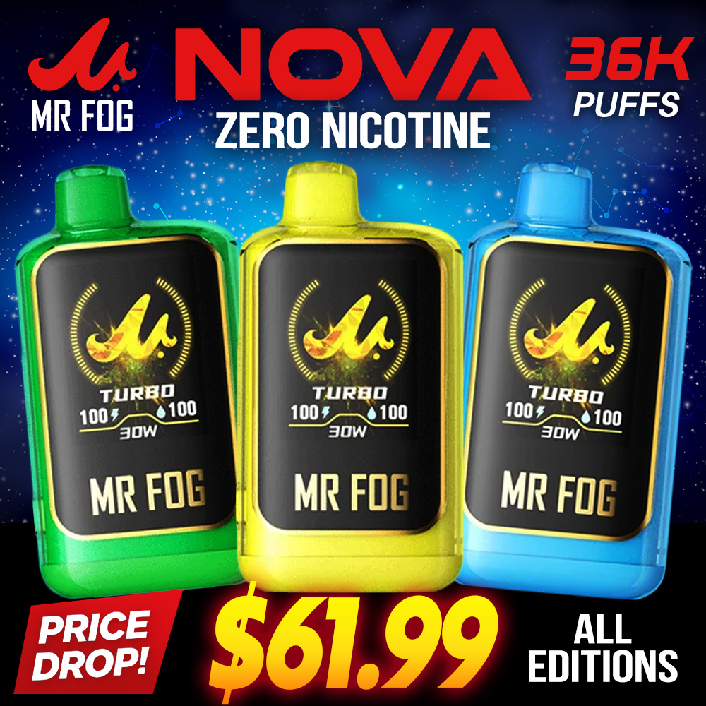 MR FOG NOVA BLUE RAZZ STEEZY SERIES (ZERO NICOTINE) 36,000 PUFFS DISPOSABLE VAPE - DISPLAY OF 5