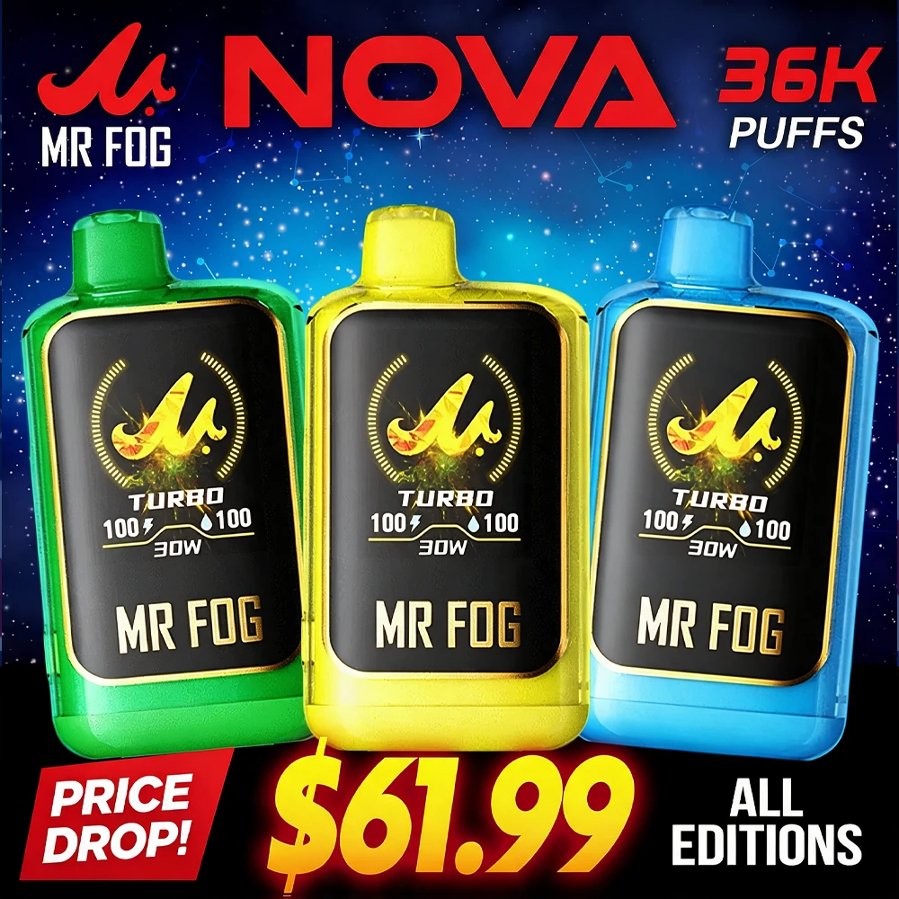 MR FOG NOVA BLUE RAZZ STEEZY SERIES (ZERO NICOTINE) 36,000 PUFFS DISPOSABLE VAPE - DISPLAY OF 5