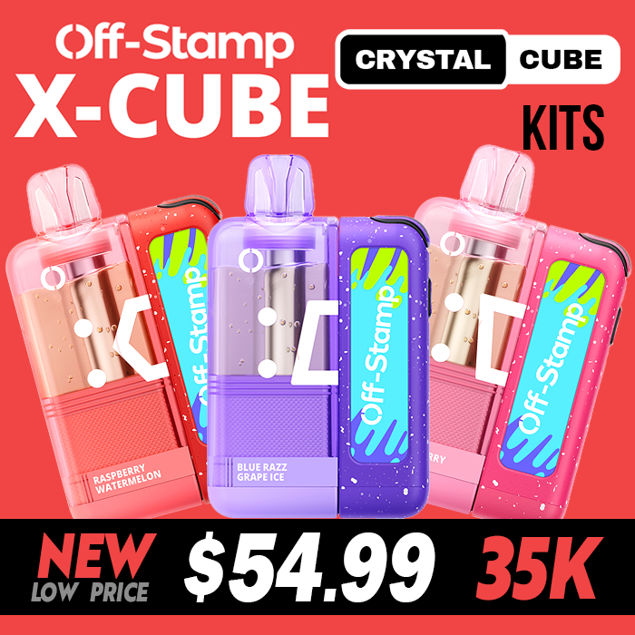 OFF STAMP X-CUBE CRYSTAL 35,000 PUFFS DISPOSABLE (FULL KIT) - DISPLAY OF 5