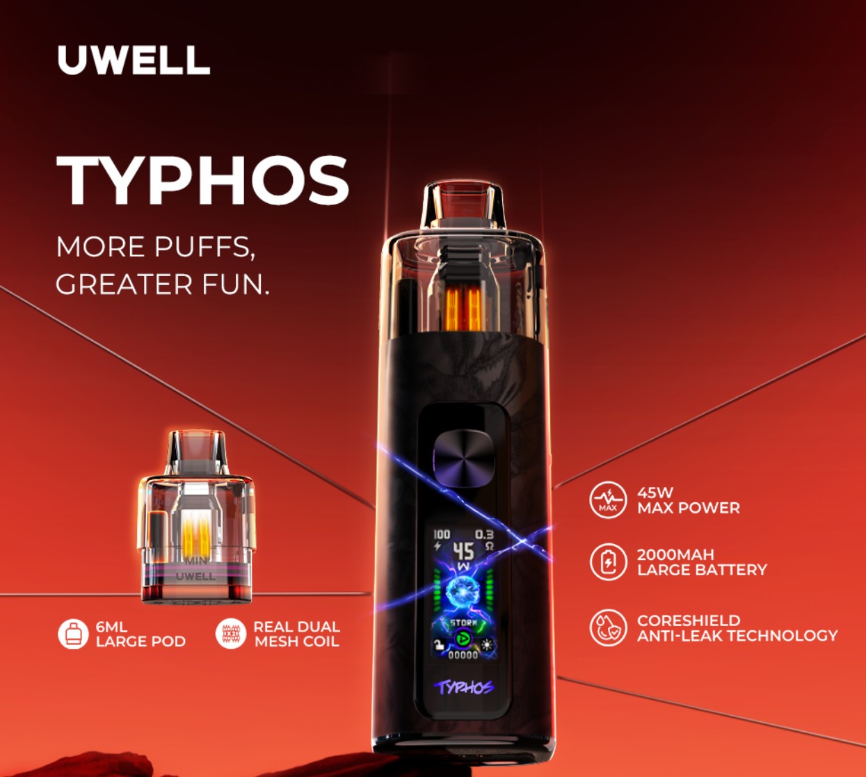 UWELL TYPHOS 2000mAh POD SYSTEM STARTER KIT