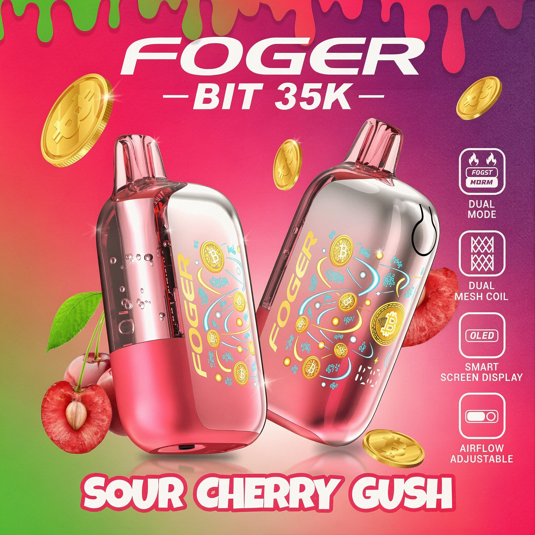 FOGER BIT 35,000 PUFFS DISPOSABLE VAPE - DISPLAY OF 5