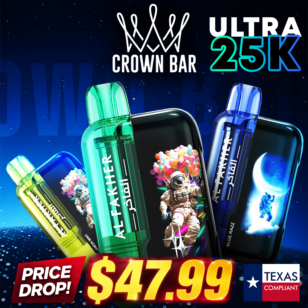 AL FAKHER CROWN BAR ULTRA 25,000 PUFFS DISPOSABLE VAPE - DISPLAY OF 5