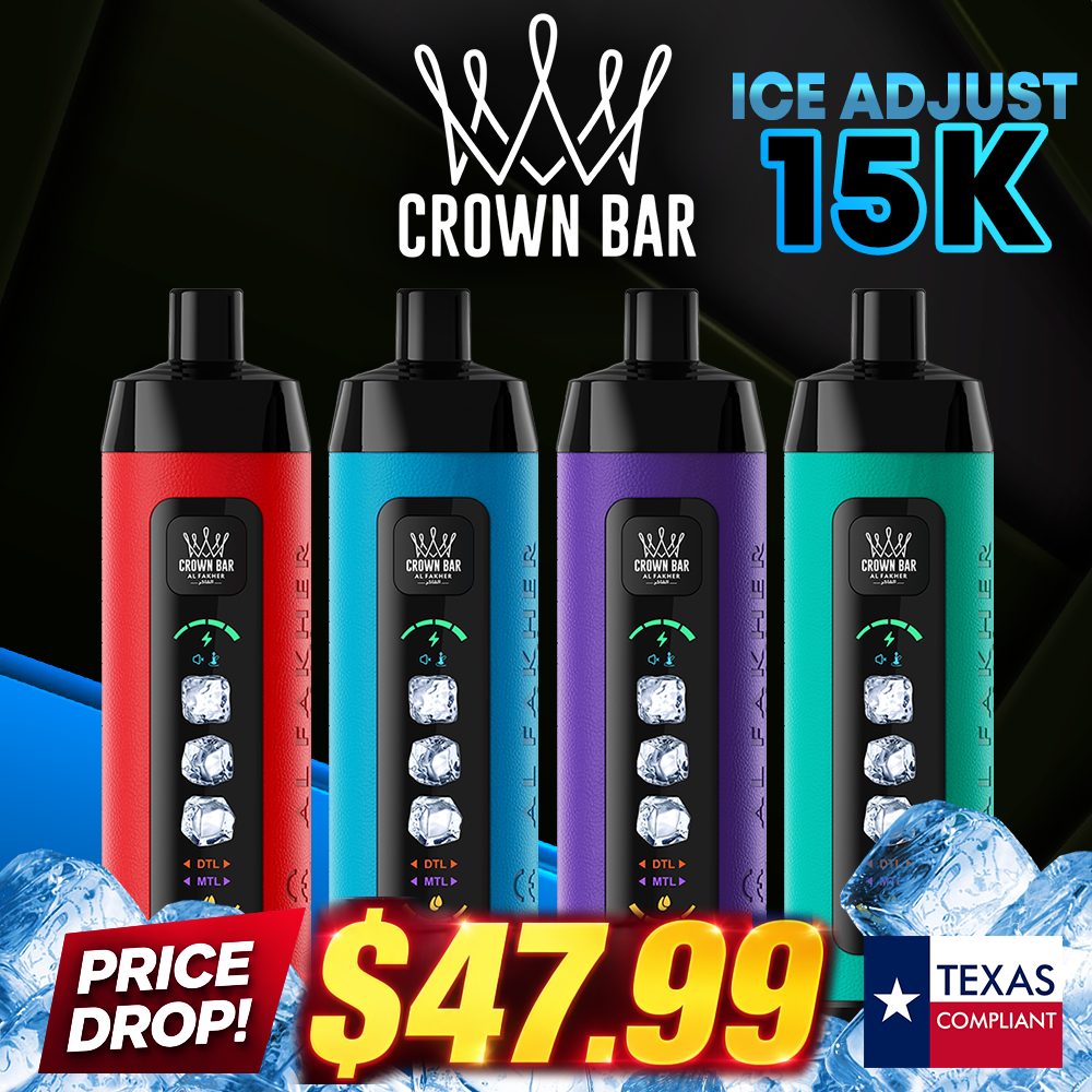 AL FAKHER CROWN BAR 15,000 PUFFS ICE ADJUST DISPOSABLE VAPE - DISPLAY OF 5