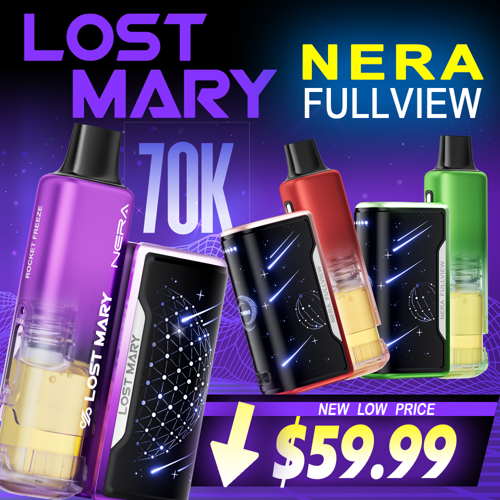 LOST MARY NERA FULLVIEW 70,000 PUFFS DISPOSABLE VAPE (FULL KIT) - DISPLAY OF 5
