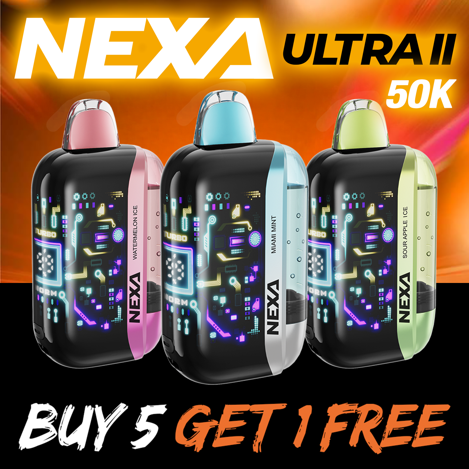 NEXA ULTRA II 50,000 PUFFS DISPOSABLE VAPE - DISPLAY OF 5 Promo