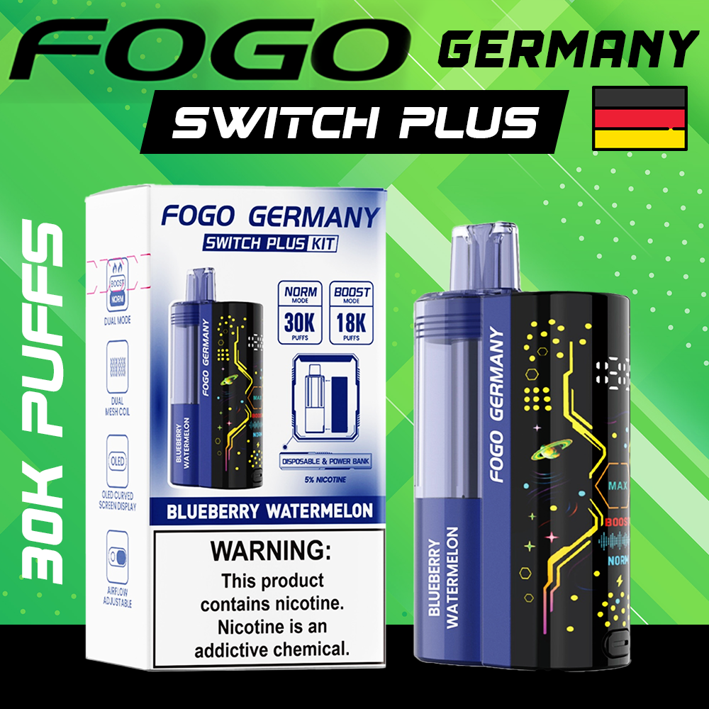 FOGO GERMANY SWITCH PLUS 30,000 PUFFS DISPOSABLE VAPE (FULL KIT) - DISPLAY OF 5