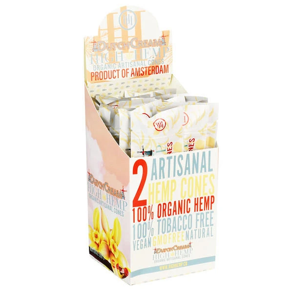 World Wholesale HIGH HEMP ORGANIC ARTISANAL CONES - DISPLAY OF 15 - 2 CONES PER POUCH
