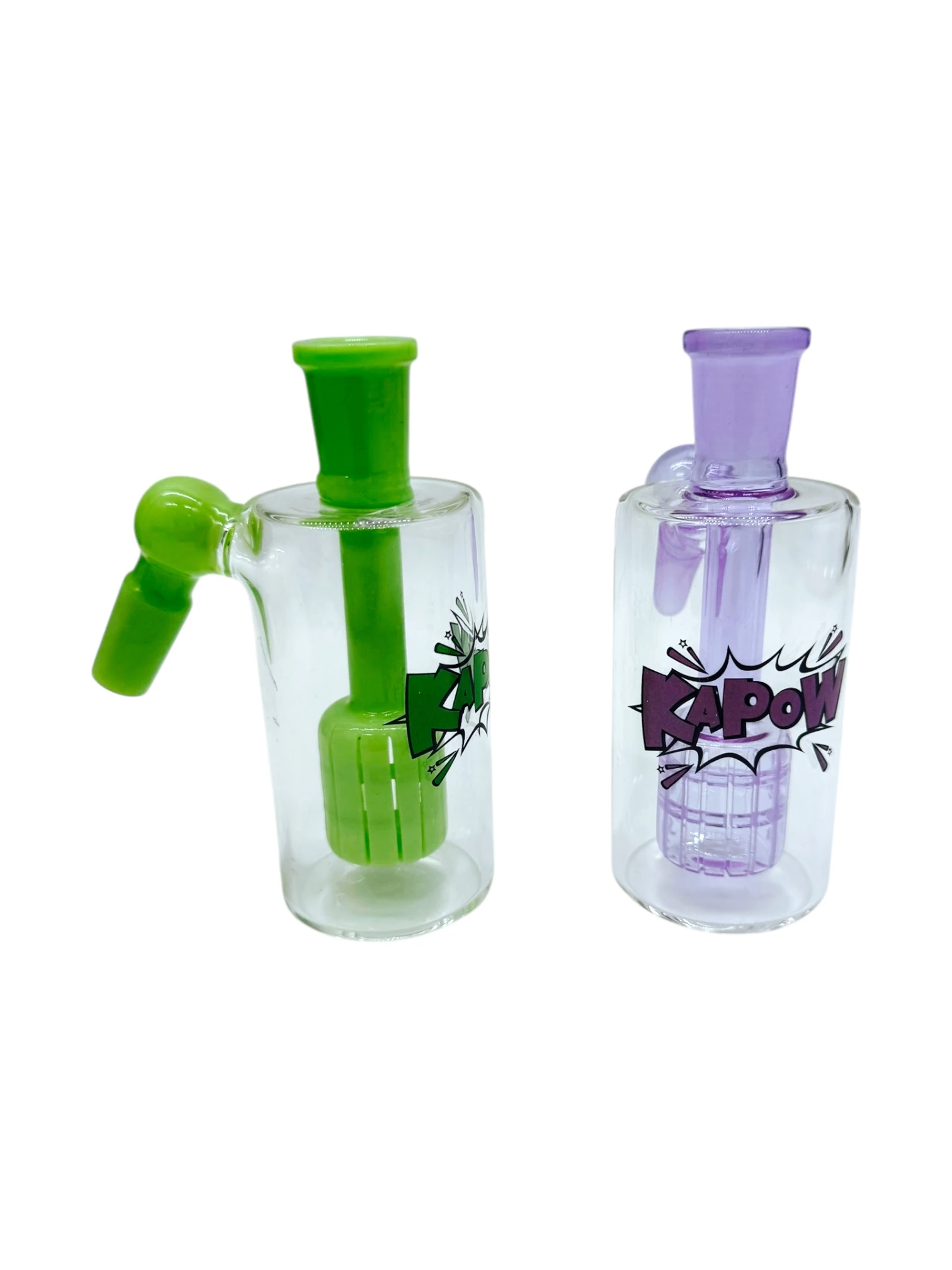 KAPOW GLASS 45 DEGREES ARM TRIPLE DISC PERC ASH CATCHER 4.5" (RSA-8)