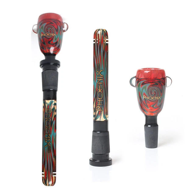 PHOENIX STAR AMERICAN COLOR WIGWAG BONG DOWNSTEM & BOWL 5"