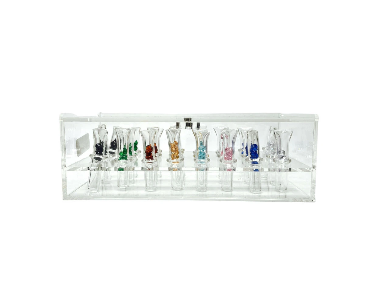 MEDIUM GLASS CHILLUM DISPLAY WITH COLORFUL DIAMONDS - 24CT