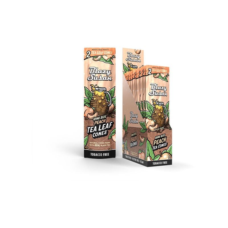 BLAZY SUSAN PEACH TEA KING SIZE CONES 2-PACK - DISPLAY OF 10