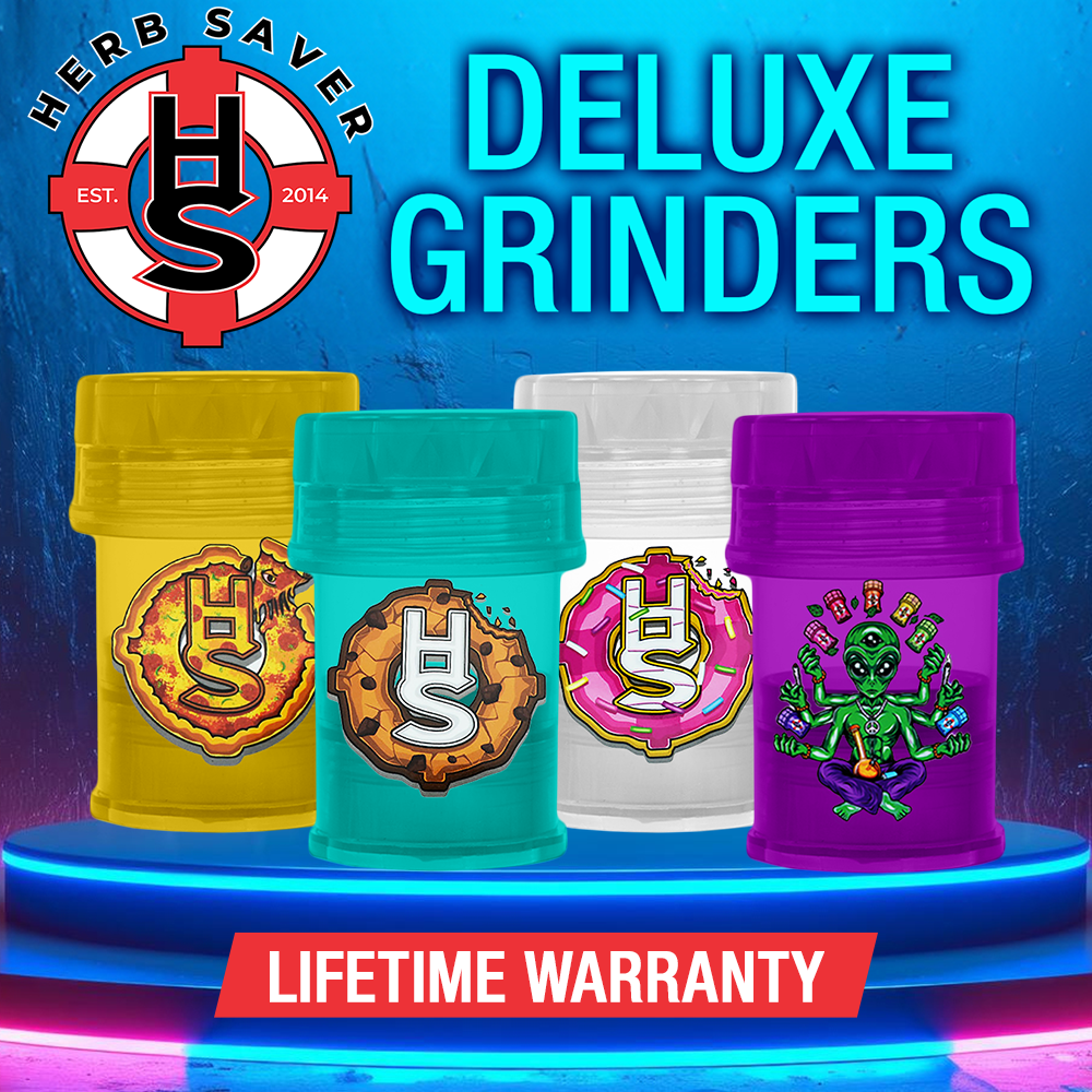 HERB SAVER LARGE PLASTIC GRINDER JAR - DISPLAY OF 6