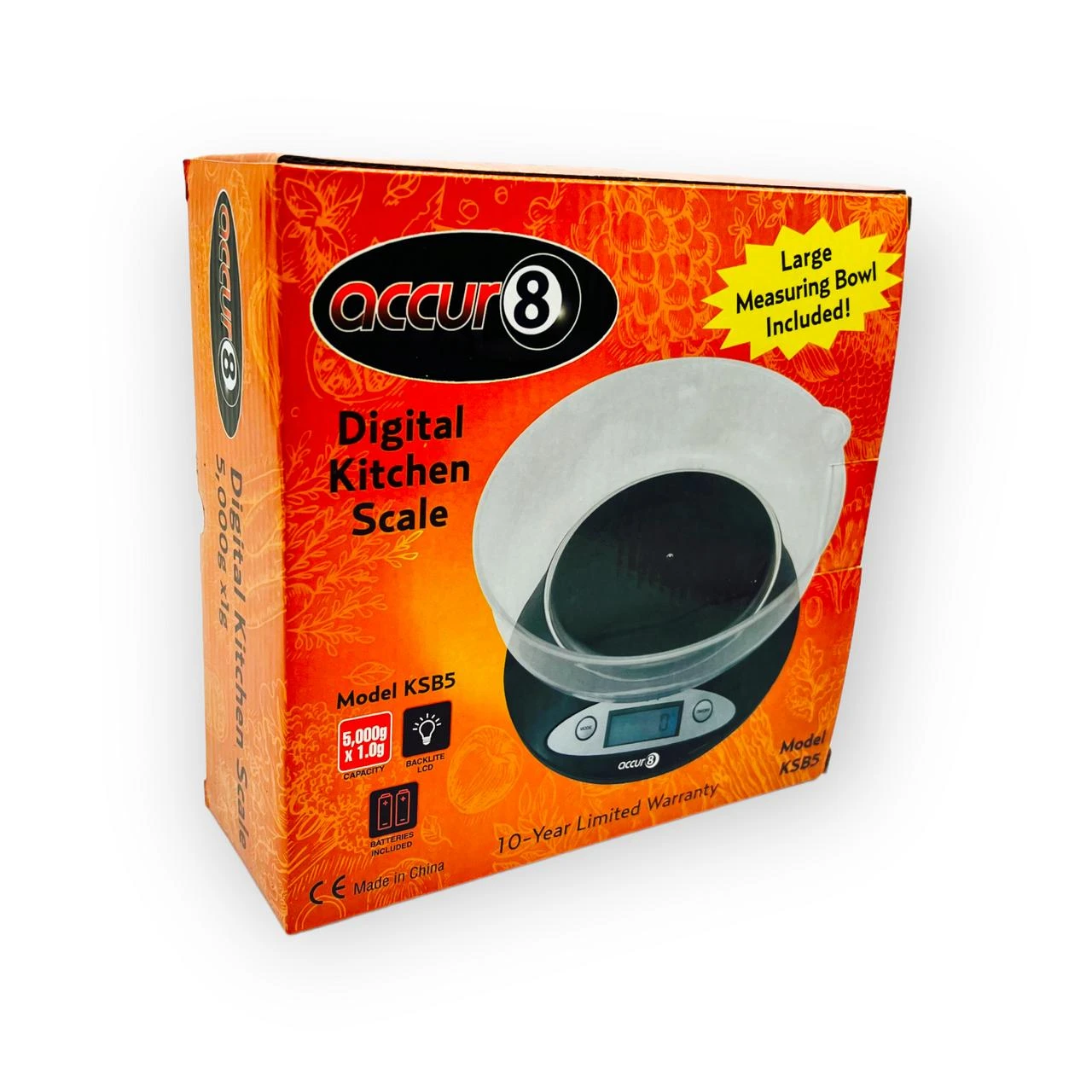 ACCUR8 KSB5 DIGITAL KITCHEN SCALE 5kg x 1.0g