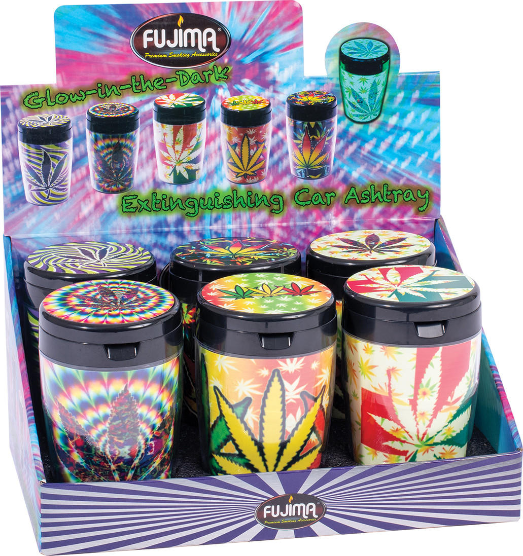 FUJIMA GLOW IN DARK EXTINGUISHING CAR ASHTRAY - 6CT