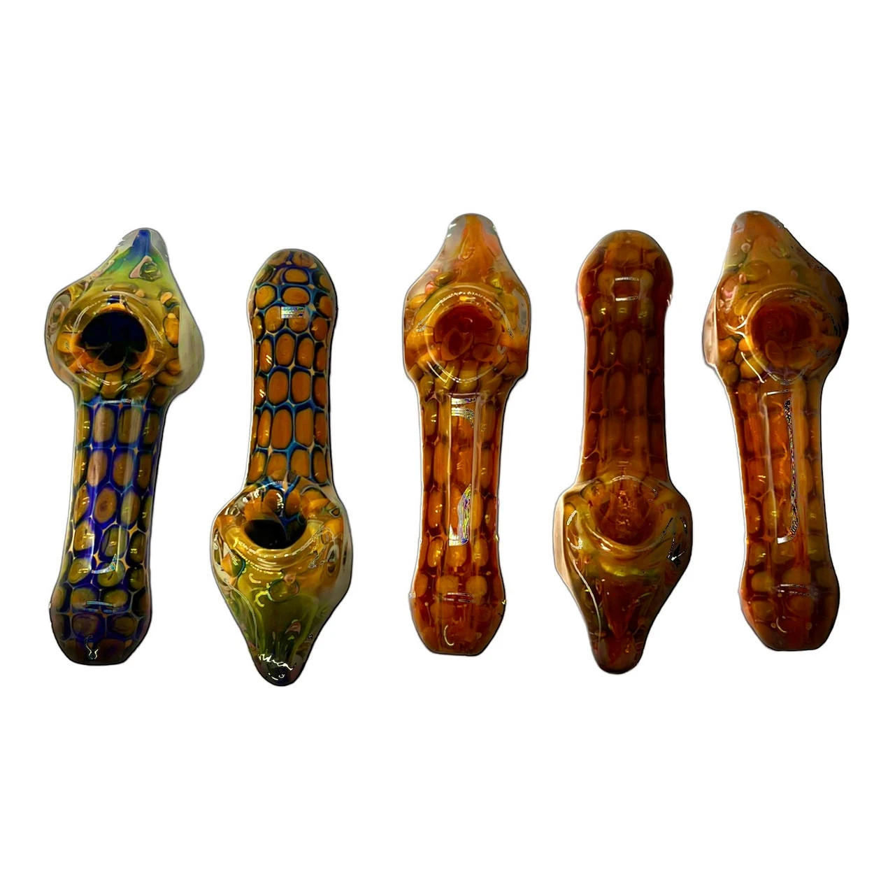 DRIPPING DOUBLE LAYER GOLD FUMED HANDPIPE 5" - 5CT BAG (TR9165)