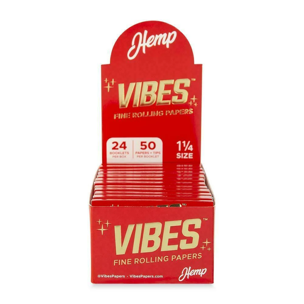 VIBES 1 1/4 FINE ROLLING PAPERS AND TIPS - 24CT