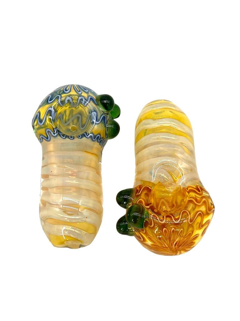 HEAVY PREMIUM HANDPIPE WITH LINES AND MARBLES 4" - BAG OF 5