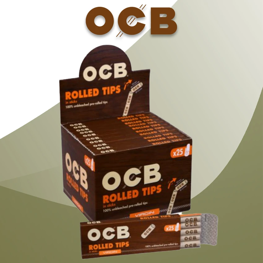 OCB VIRGIN ROLLED TIPS 25PK - 20CT DISPLAY
