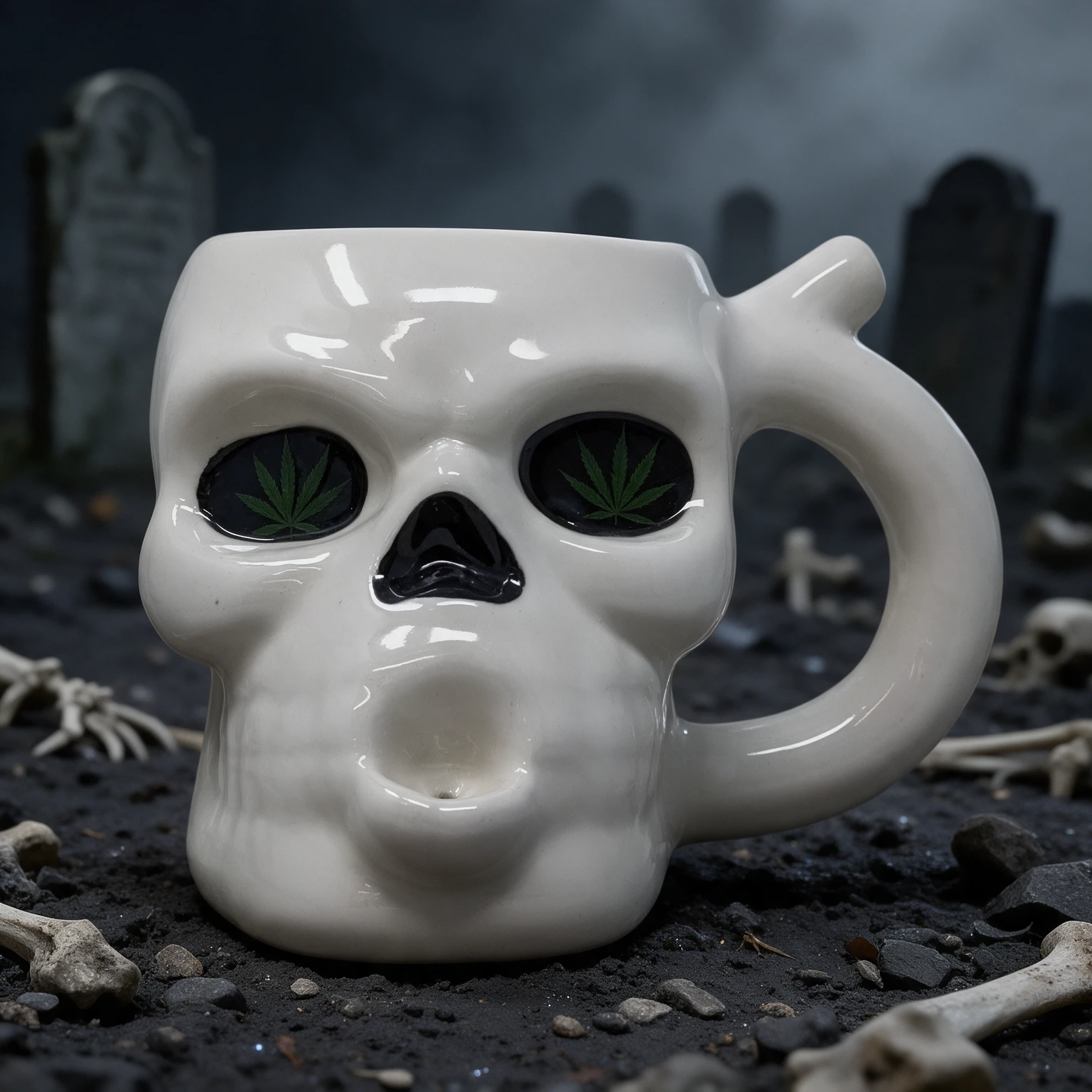 HPG CERAMIC WATER PIPE MUG - SKULL